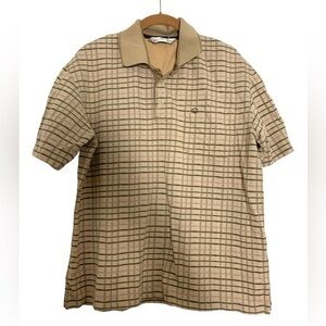 Vintage Giovanni Valentino Italy Knit Polo Shirt Striped Tan Small Medium